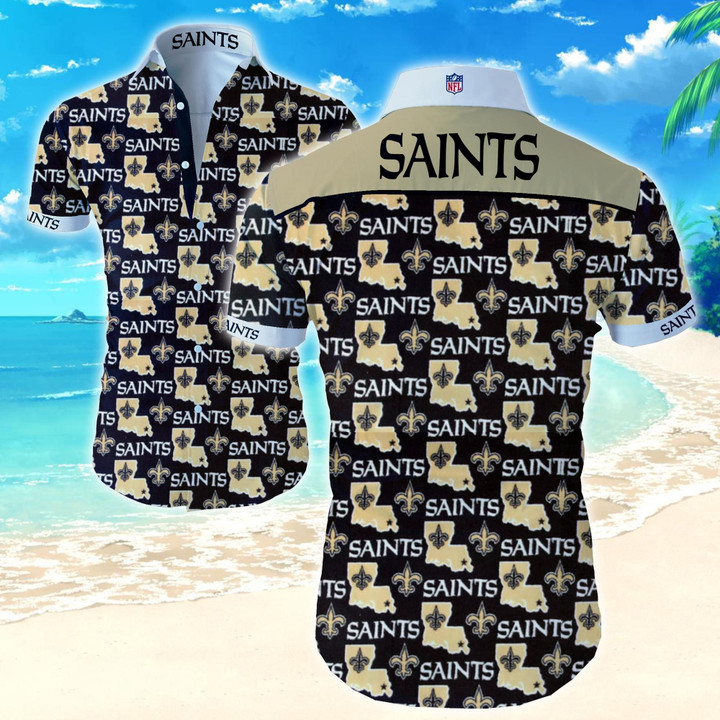 Nfl New Orleans Saints Hawaiian Shirt Summer Button Up Shirt For Men Beach Wear Short Sleeve Hawaii Shirt