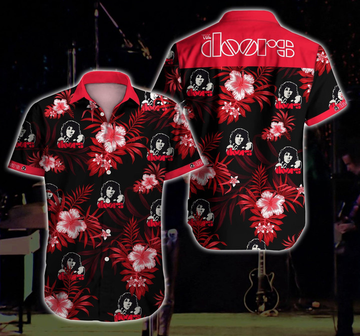 The Doors Hawaii Shirt Summer Button Up Shirt For Men Beach Wear Short Sleeve Hawaii Shirt