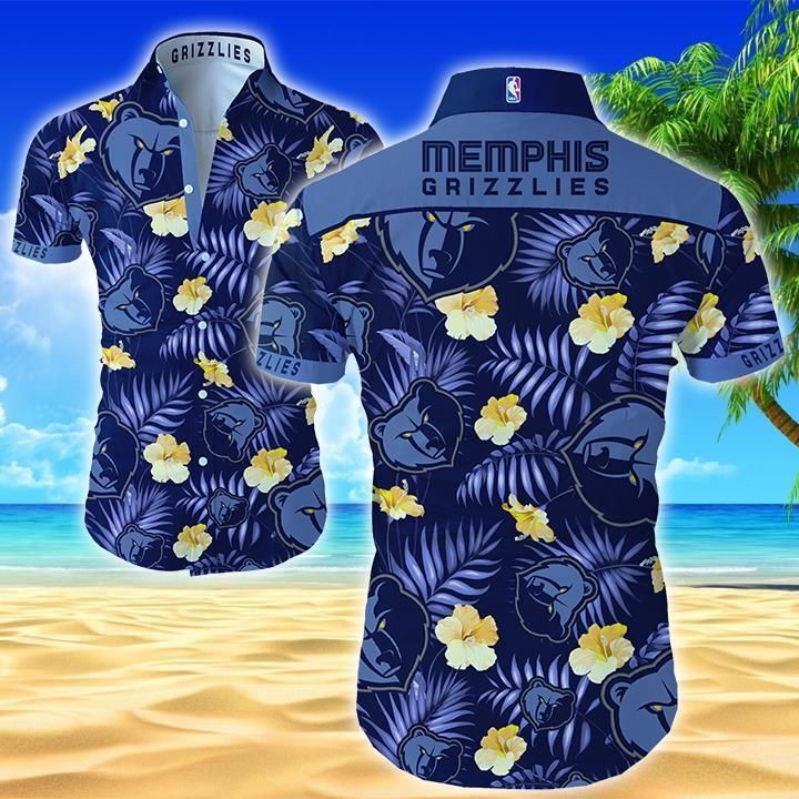 Memphis Grizzlies Hawaiian Shirt Summer Button Up Shirt For Men Beach Wear Short Sleeve Hawaii Shirt