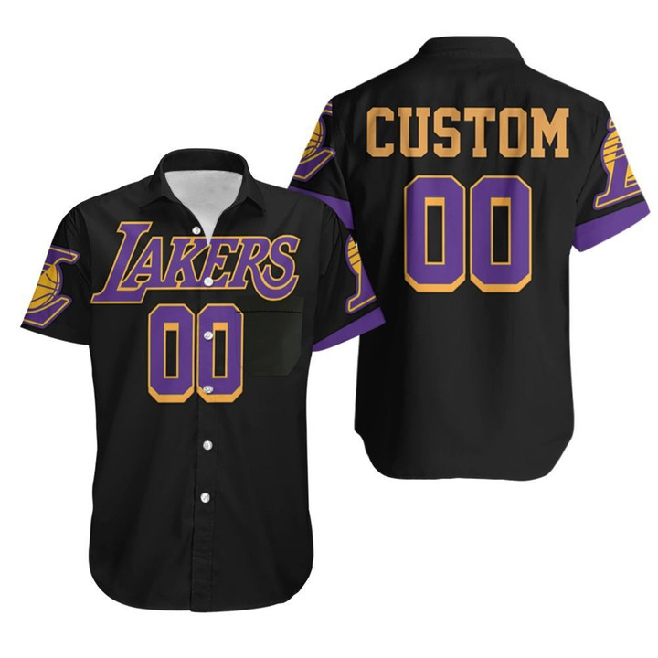 Los Angeles Lakers 2020-21 Earned Edition Black Personalized jersey inspired style Hawaiian Shirt