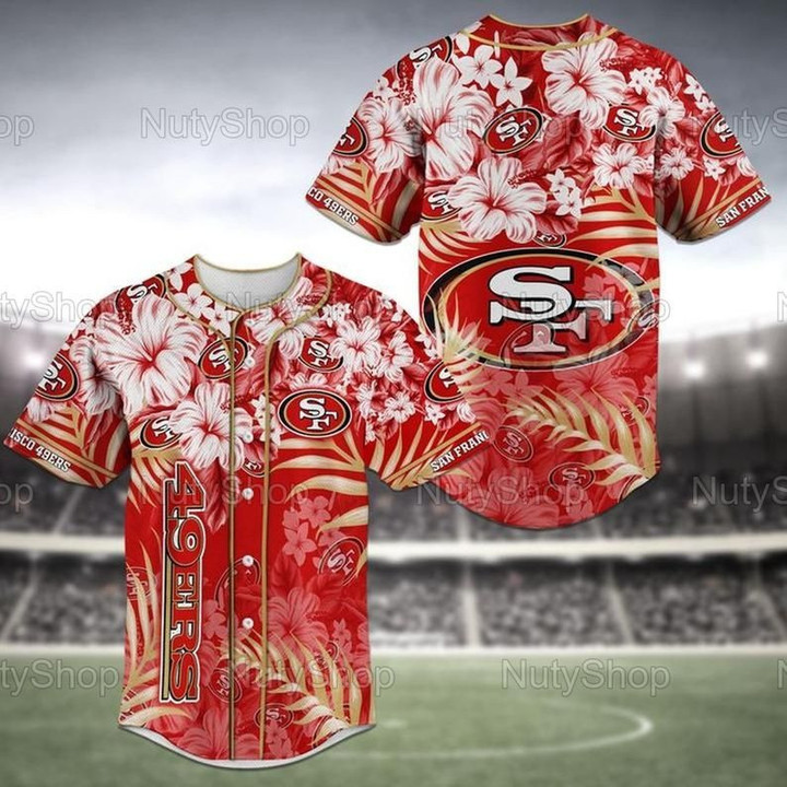 San Francisco 49ers Full Printing Tropical Shirt, San Francisco 49ers NFL Baseball Shirt, NFL 49ers Baseball Jersey - Baseball Jersey LF