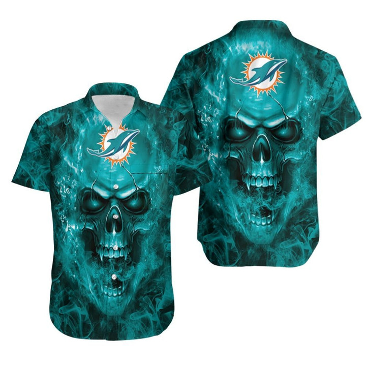 Miami Dolphins Nfl Fan Skull Hawaiian Shirt