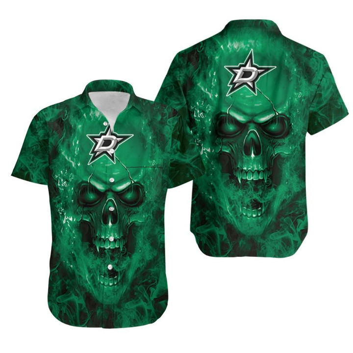 Dallas Stars Nhl Fan Skull Hawaiian Shirt