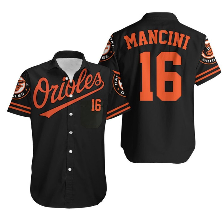 Baltimore Orioles Trey Mancini 16 2020 Mlb Black Jersey Inspired Style Hawaiian Shirt