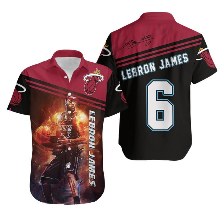 Lebron James 6 Miami Heat Legend Dribbling Fire For Fan Hawaiian Shirt