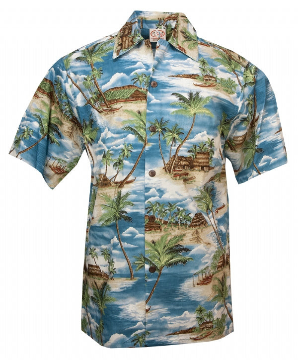 Island Hut Mens Tropical Hawaiian Aloha Shirt in Jade
