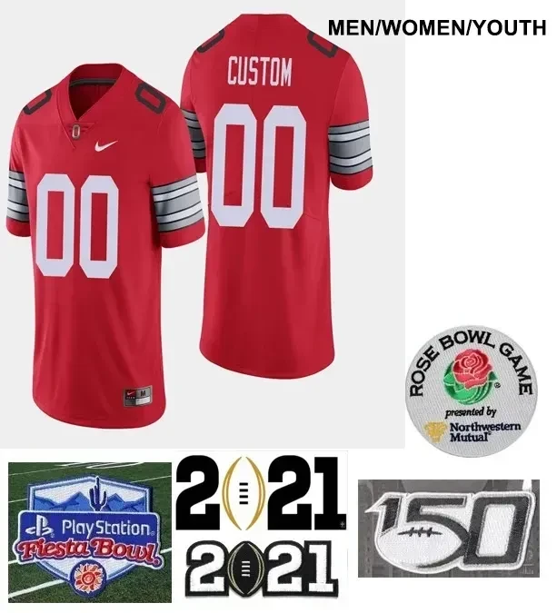 Men Ohio State Buckeyes Custom Name and Number College Football Jersey Red Jersey , NCAA jerseys