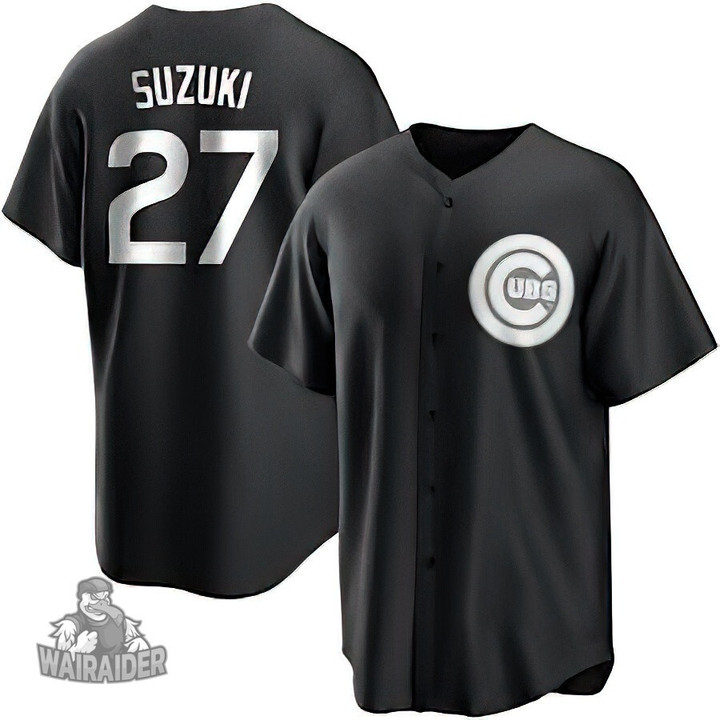 Men's Chicago Cubs #27 Seiya Suzuki Black Baseball Jersey