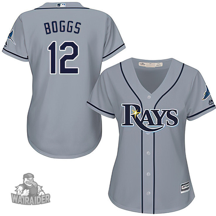 Women's Rays #12 Wade Boggs Grey Stitched Baseball Jersey