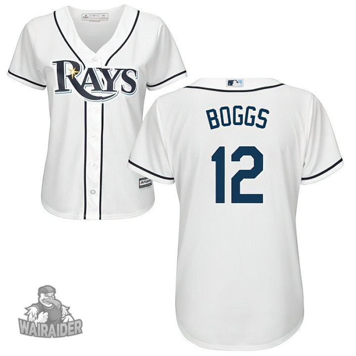 Women's Rays #12 Wade Boggs White Stitched Baseball Jersey
