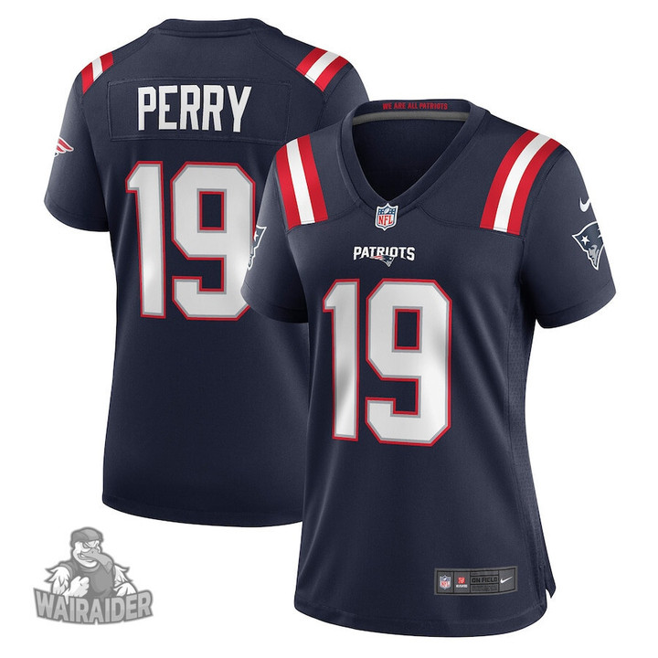 Women's Malcolm Perry Navy New England Patriots Game Player Jersey