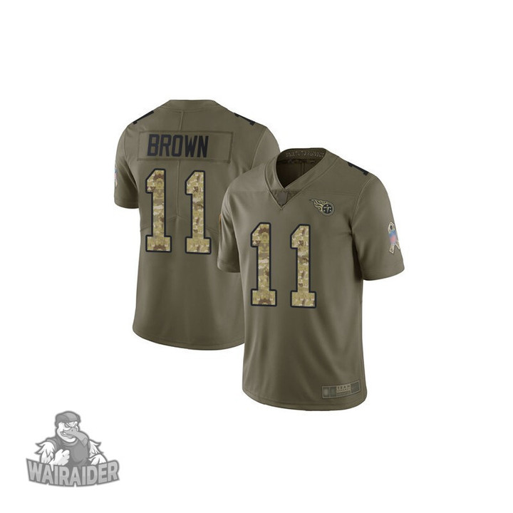 Limited Men's A.J. Brown Olive/Camo Jersey - #11 Football Tennessee Titans 2017 Salute to Service
