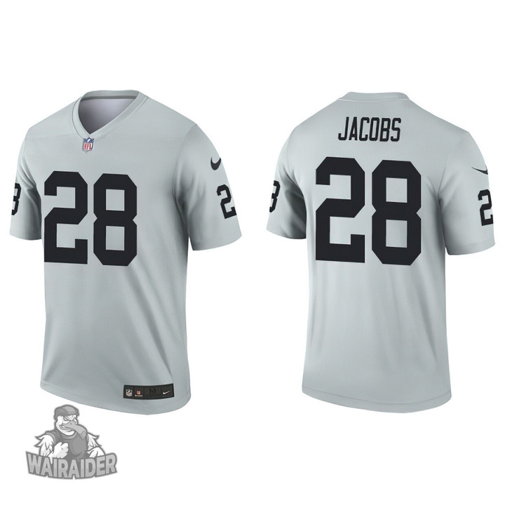 Men's Las Vegas Raiders Josh Jacobs Silver Inverted Legend Jersey