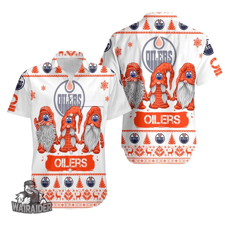 Christmas Gnomes Edmonton Oilers Ugly Sweatshirt Christmas 3D Hawaiian Shirt