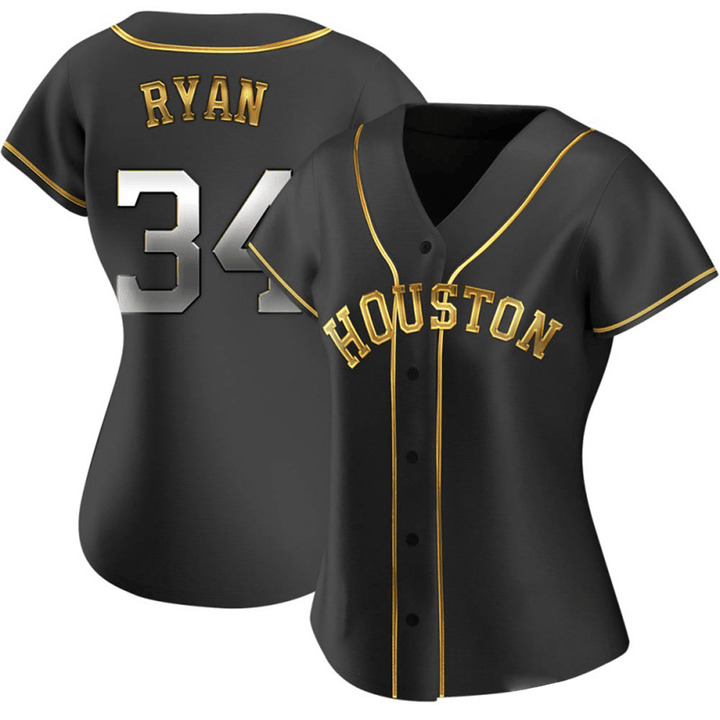 Women's Nolan Ryan Houston Astros Golden Black Jersey