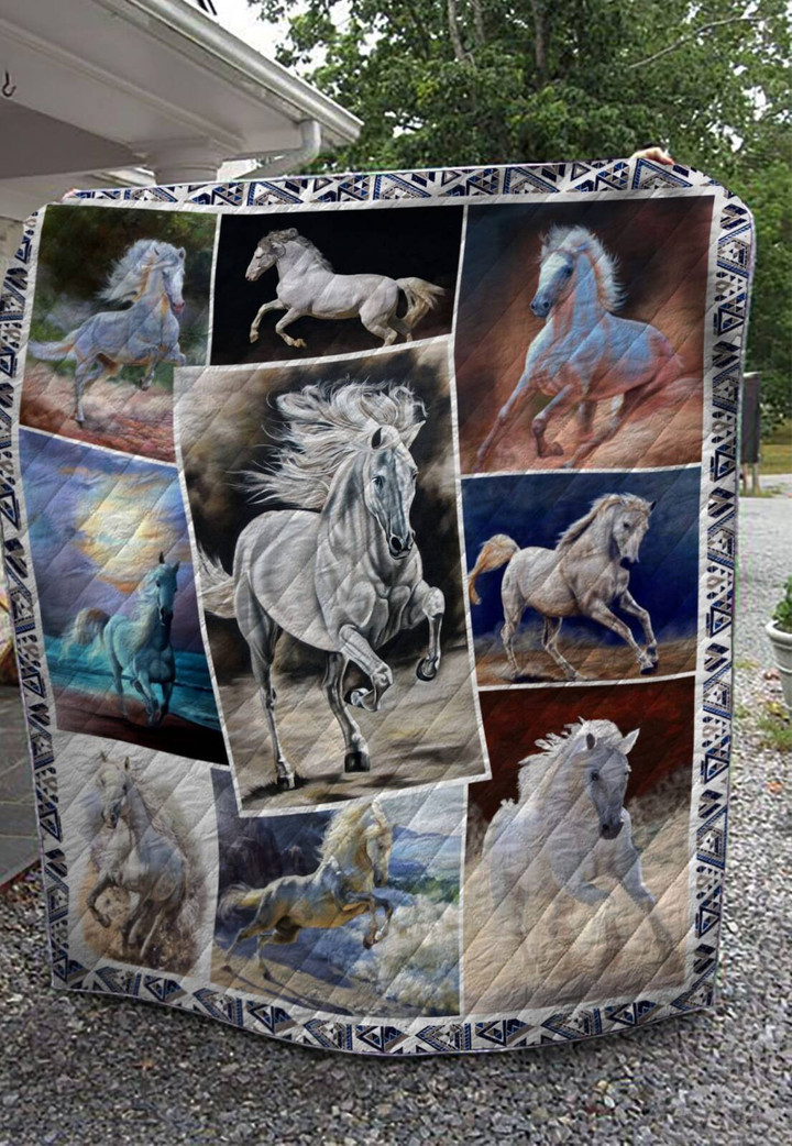 Black Horse 3D Customized Quilt Blanket Size Single, Twin, Full, Queen, King, Super King  