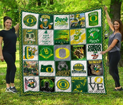 Ncaa Oregon Ducks 3D Customized Personalized 3D Customized Quilt Blanket Size Single, Twin, Full, Queen, King, Super King  , NCAA Quilt Blanket 
