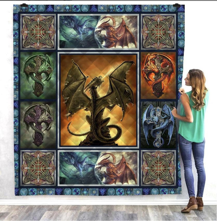 Dragonthe Myth 3D Quilt Blanket Size Single, Twin, Full, Queen, King, Super King  