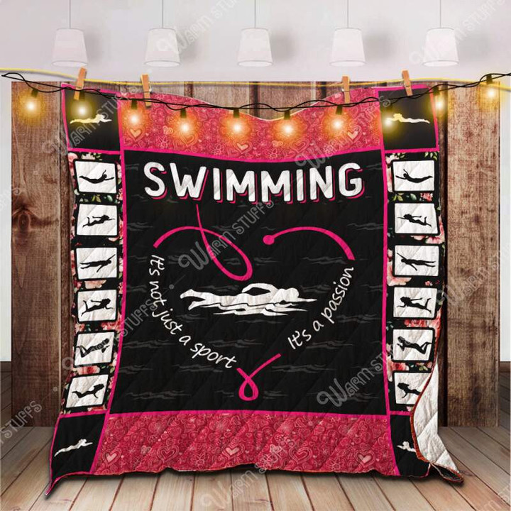 Swimming 3D Quilt Blanket Size Single, Twin, Full, Queen, King, Super King  
