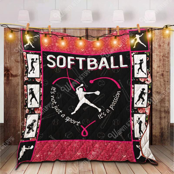 Softball 3D Quilt Blanket Size Single, Twin, Full, Queen, King, Super King  