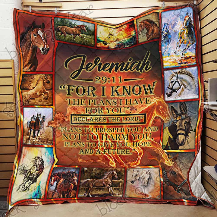 Jeremiah 29:11 Horse Quilt Blanket Size Single, Twin, Full, Queen, King, Super King  