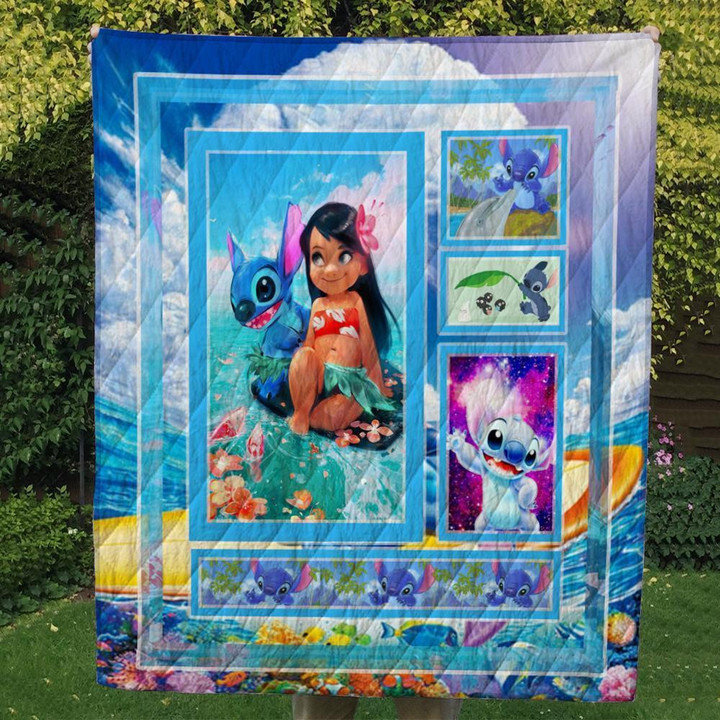 Stitch And Lilo 3D Customized Quilt Blanket Size Single, Twin, Full, Queen, King, Super King  