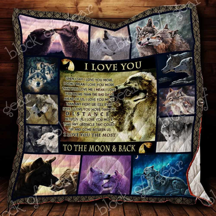 I Love You To The Moon And Backquilt Blanket Size Single, Twin, Full, Queen, King, Super King  