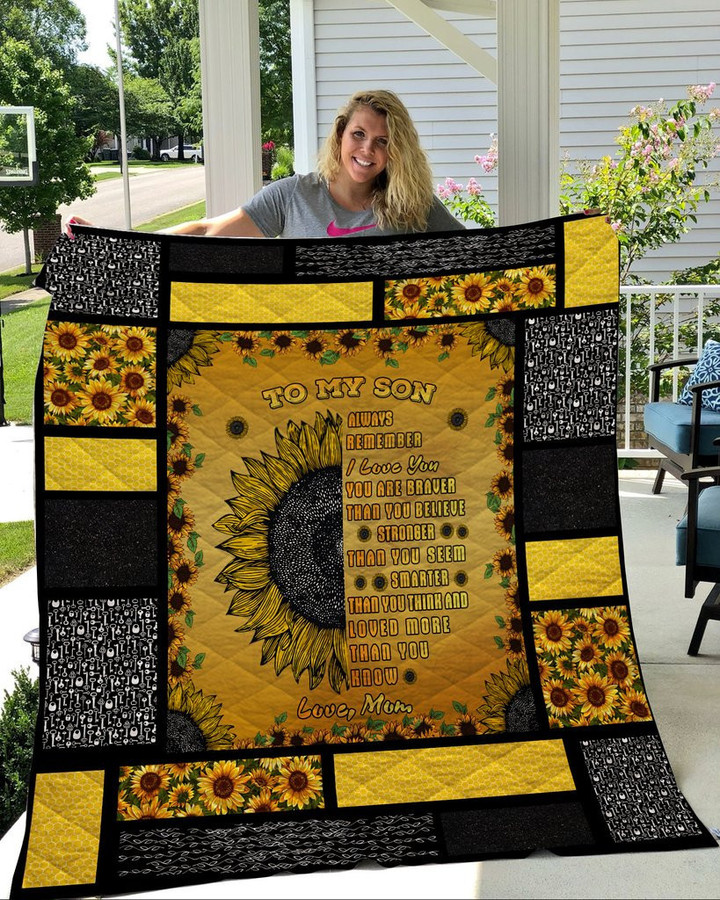 Sunflower To My Son 3D Quilt Blanket Size Single, Twin, Full, Queen, King, Super King  