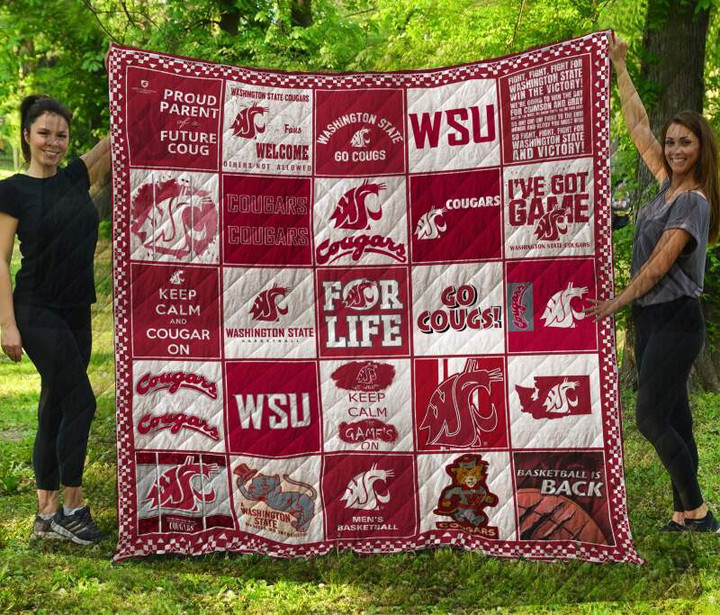 Washington State Cougars 3D Customized Quilt Blanket Size Single, Twin, Full, Queen, King, Super King  