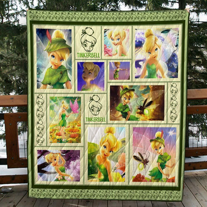 Tinker Bell Customize Quilt Blanket Size Single, Twin, Full, Queen, King, Super King  