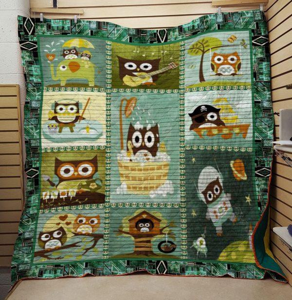 Owl: Take Shower 3D Customized Quilt Blanket Size Single, Twin, Full, Queen, King, Super King  