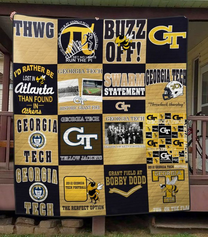 Ncaa Georgia Tech Yellow Jackets 3D Customized Personalized 3D Customized Quilt Blanket Size Single, Twin, Full, Queen, King, Super King  