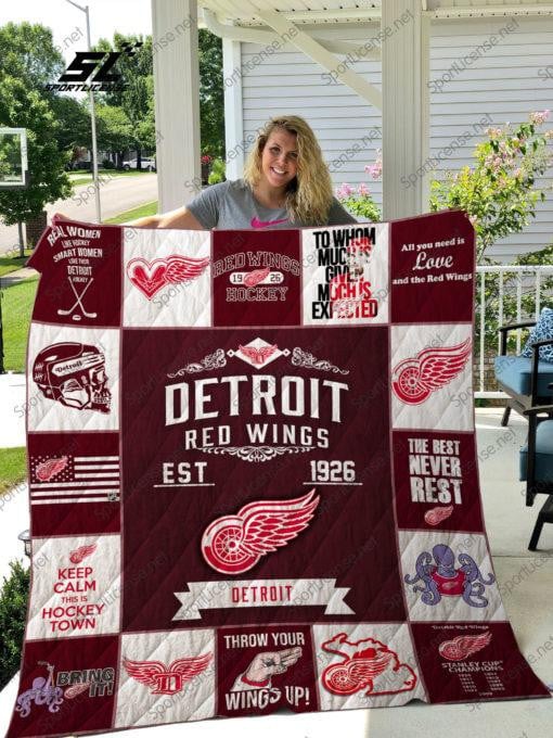 Detroit Red Wings 3D Quilt Blanket Size Single, Twin, Full, Queen, King, Super King    , NHL Quilt Blanket