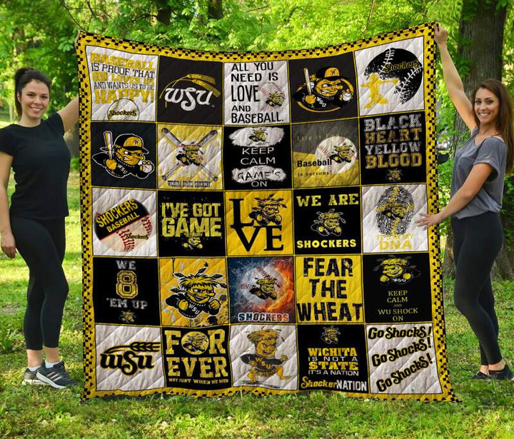 Wichita State Shockers 3D Customized Quilt Blanket Size Single, Twin, Full, Queen, King, Super King  