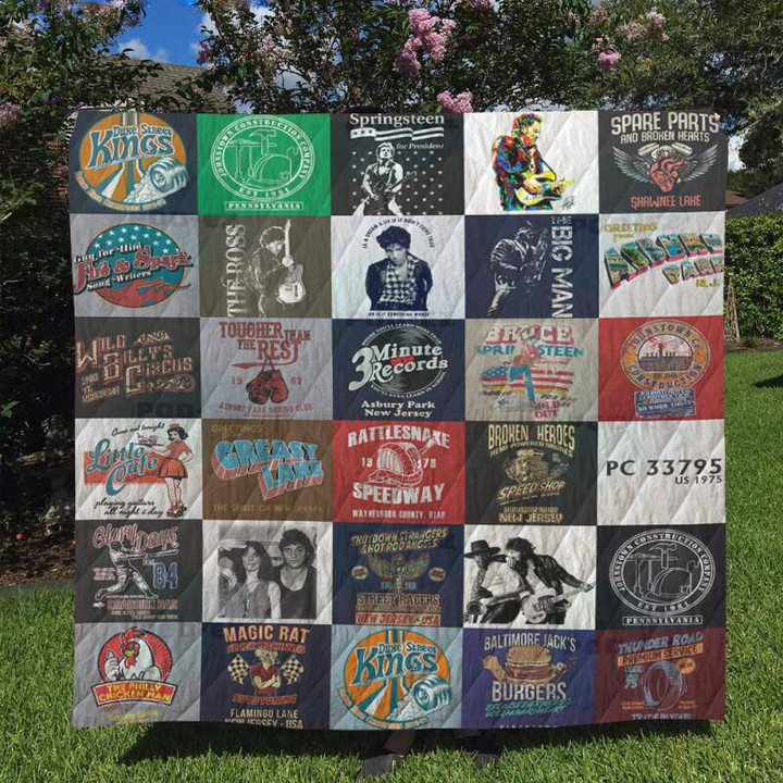 Bruce Springsteen Tshirt For Fans 3D Quilt Blanket Size Single, Twin, Full, Queen, King, Super King  