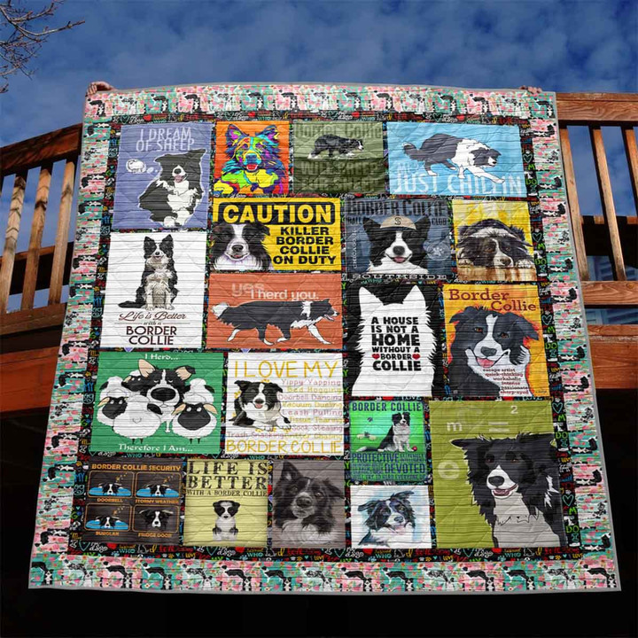 Border Colliei Dream Of Sheep 3D Quilt Blanket Size Single, Twin, Full, Queen, King, Super King  