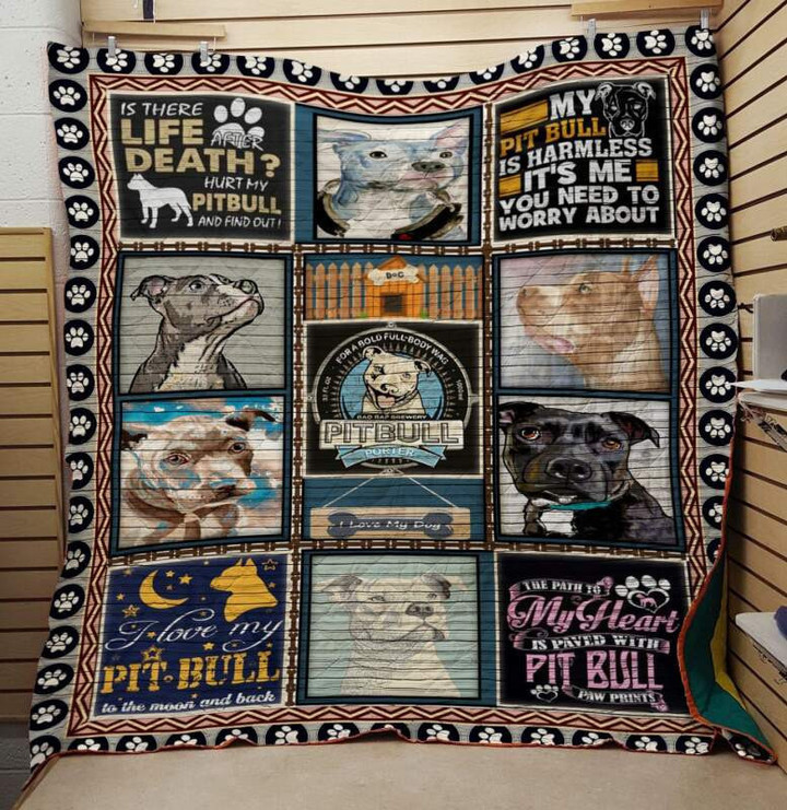 Pitbull 3D Customized Quilt Blanket Size Single, Twin, Full, Queen, King, Super King  