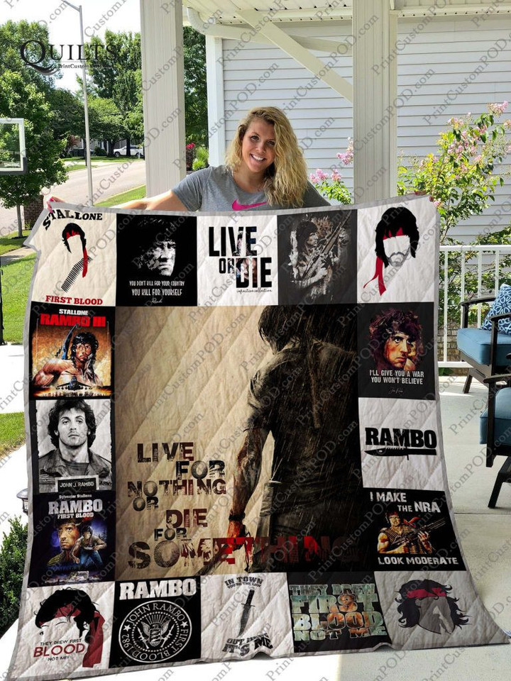 Rambo Tshirt 3D Quilt Blanket Size Single, Twin, Full, Queen, King, Super King  