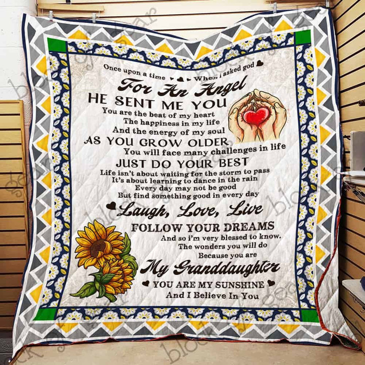 My Sunshine Granddaughter Quilt Blanket Size Single, Twin, Full, Queen, King, Super King  