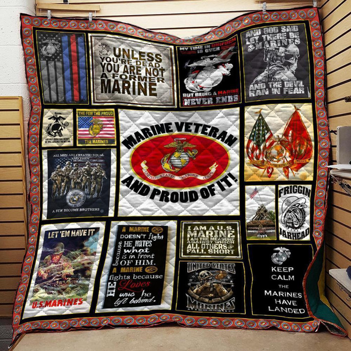 Us Marine Veteran 3D Customized Quilt Blanket Size Single, Twin, Full, Queen, King, Super King  