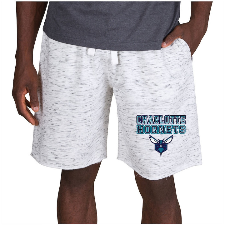 Charlotte Hornets Concepts Sport Alley Fleece Shorts - White/Charcoal