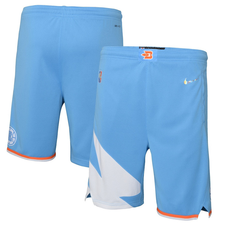 LA Clippers  Youth 2021/22 City Edition Courtside Swingman Shorts - Light Blue