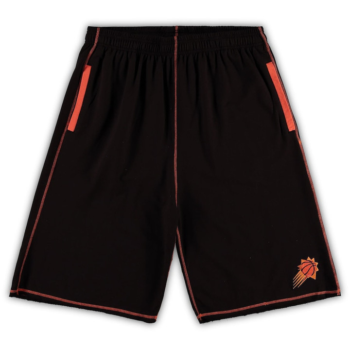 Phoenix Suns Big & Tall Contrast Stitch Knit Shorts - Black/Orange