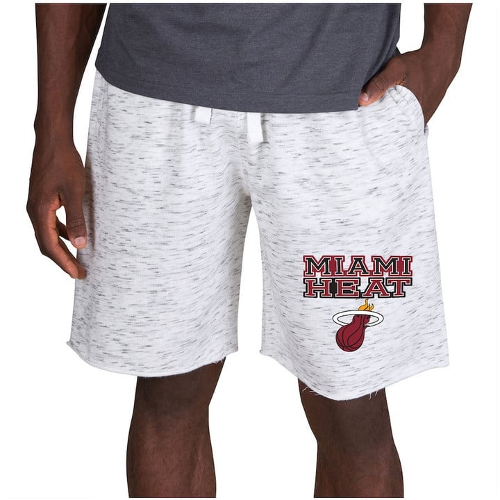 Miami Heat Concepts Sport Alley Fleece Shorts - White/Charcoal
