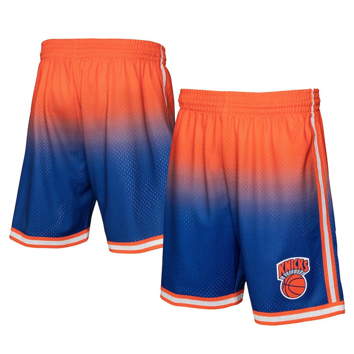 New York Knicks  1991/92 Hardwood Classics Fadeaway Reload 3.0 Swingman Shorts - Orange/Royal