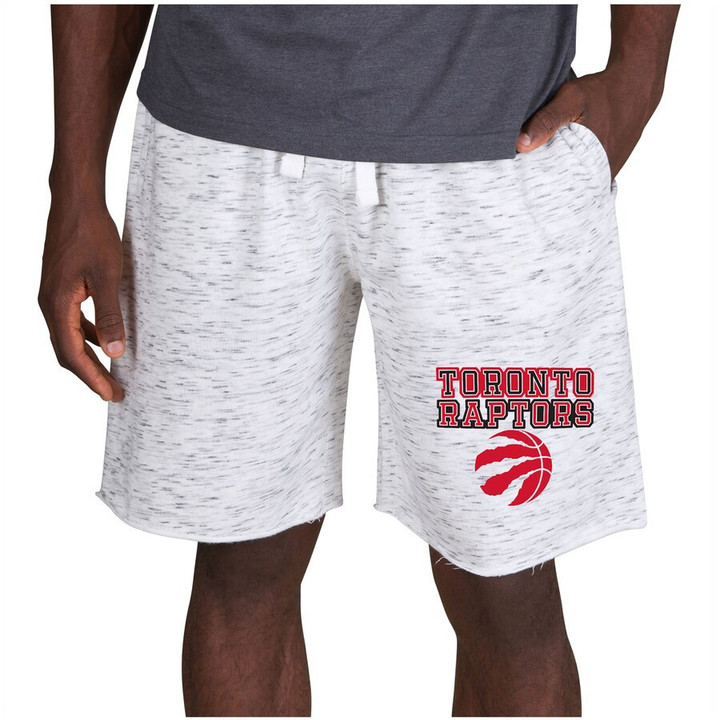 Toronto Raptors Concepts Sport Alley Fleece Shorts - White/Charcoal