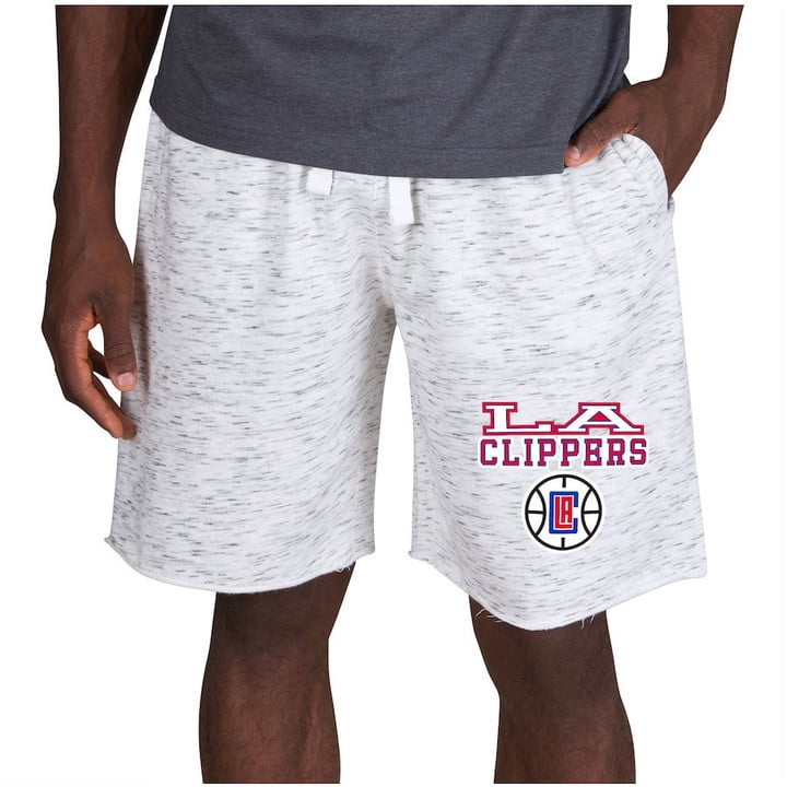 LA Clippers Concepts Sport Alley Fleece Shorts - White/Charcoal
