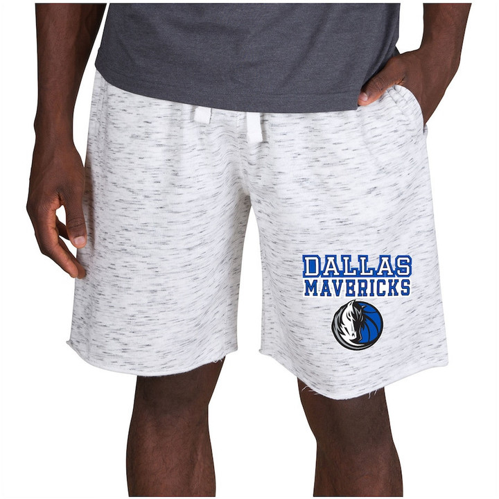 Dallas Mavericks Concepts Sport Alley Fleece Shorts - White/Charcoal