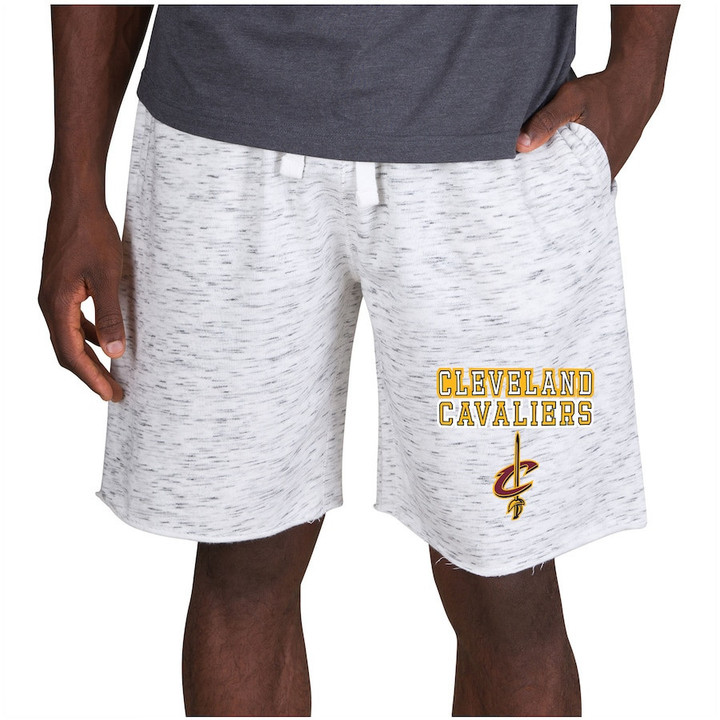 Cleveland Cavaliers Concepts Sport Alley Fleece Shorts - White/Charcoal