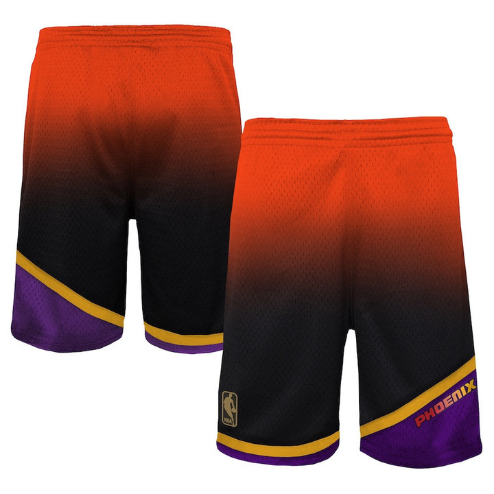 Phoenix Suns  Youth 1996/97 Hardwood Classics Fadeaway Reload 3.0 Swingman Shorts - Orange/Black